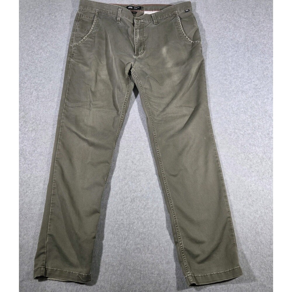 Vans Authentic Chino Pants Mens 38 Slim Fit Olive Green Skate Distressed Grunge